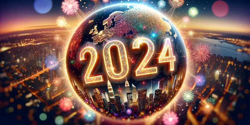 Neujahr 2024, Symbolbild (Bildquelle: AI-generiert mit DALL-E)